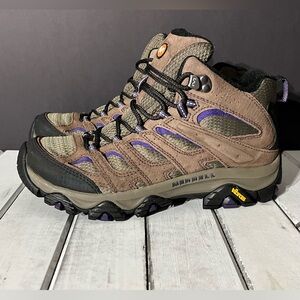 Merrell Moab 3 Mid Brown & Purple Waterproof Hiking Boots, Women’s 9.5